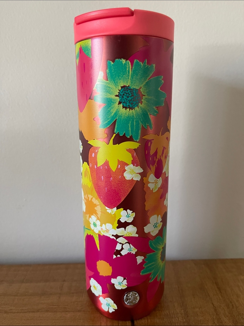 2020 Starbucks Floral Strawberry Travel Tumbler - Pink